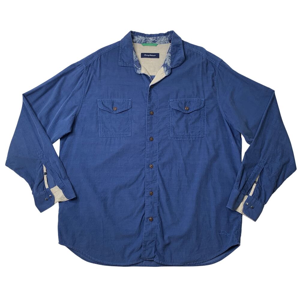 Tommy Bahama Shirt Mens XLT Big & Tall Harrison Cord Corduroy Flip Cuff Cotton